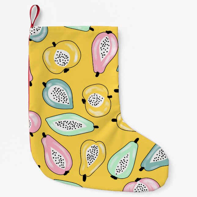 Tropical Fruits: Vibrant Print Pattern Small Christmas Stocking (Front)