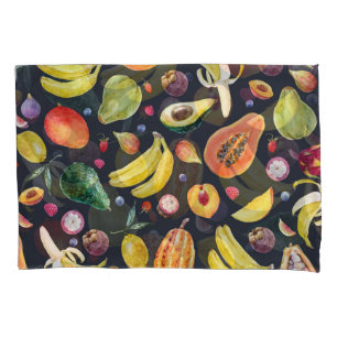 Tropical Fruits: Watercolor Multifruit Pattern. Pillowcase