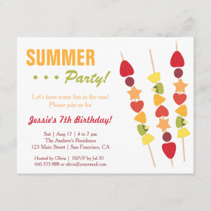 Tropical Fruity Summer Birthday Party Invitation