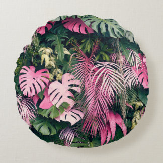 Tropical Full Background Trees Round Cushion