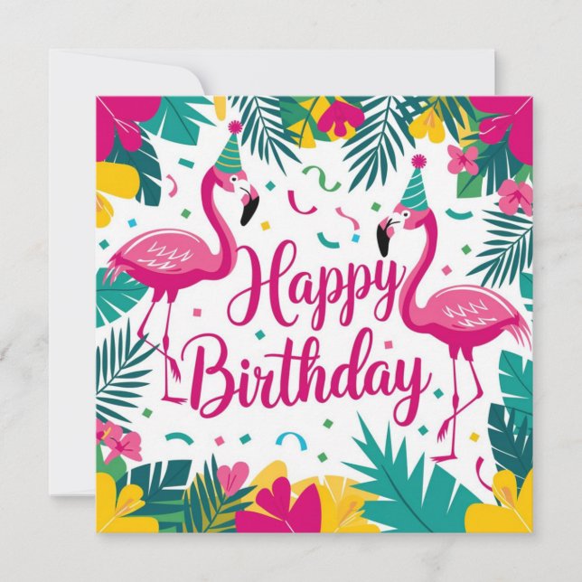 Tropical Fun Flamingo Birthday Design Invitation (Front)