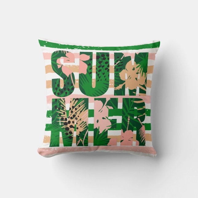 Tropical Fun Summer Stripes Cushion (Front)