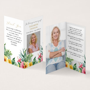 Tropical Funeral Memorial Photo Prayer Poem Cards