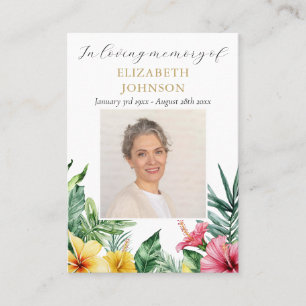 Tropical Funeral Memorial Prayer Poem Photo Cards