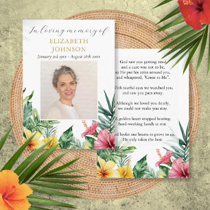 Tropical Funeral Memorial Prayer Poem Photo Cards