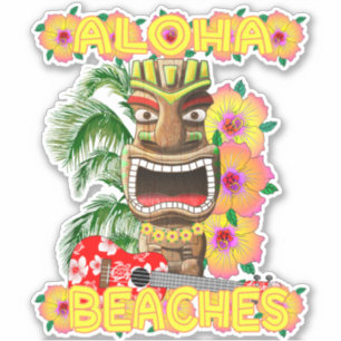 Tropical Funny Aloha Beaches Hawaiian Tiki