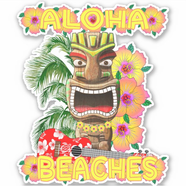 Tropical Funny Aloha Beaches Hawaiian Tiki (Front)