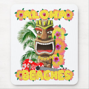 Tropical Funny Aloha Beaches Hawaiian Tiki Mouse Pad