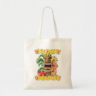 Tropical Funny Aloha Beaches Hawaiian Tiki Tote Bag