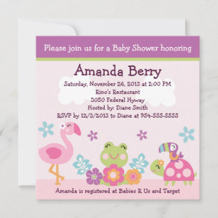 Tropical Garden/Animals Baby Shower Invitation