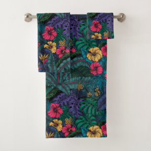 Tropical garden bath towel set