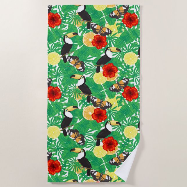 Tropical garden beach towel (Front)