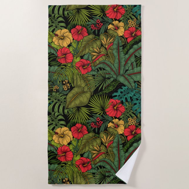 Tropical garden beach towel (Front)