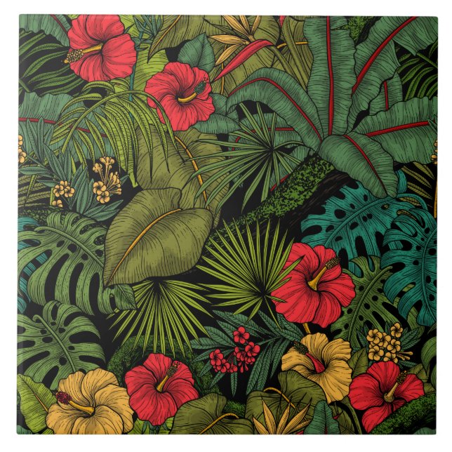 Tropical garden ceramic tile (Front)
