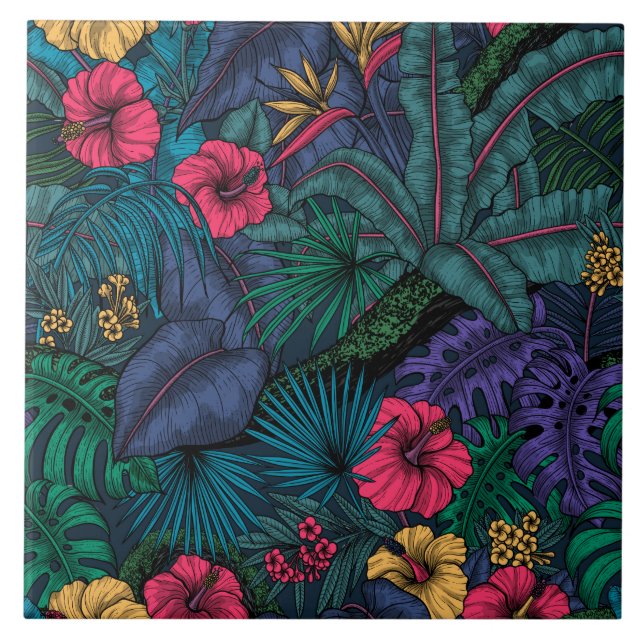 Tropical garden ceramic tile (Front)