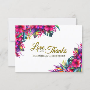 Tropical Garden Colorful Love & Thanks Wedding Thank You Card