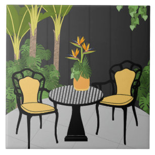 Tropical Garden Courtyard Ceramic Tile