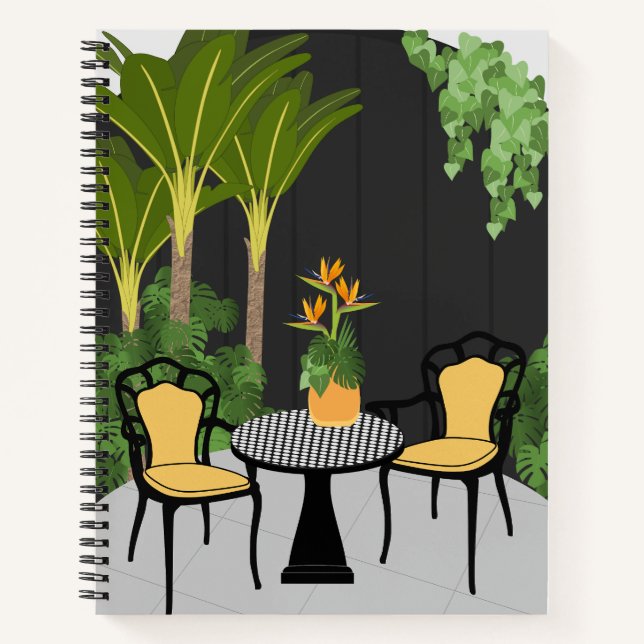 Tropical Garden Courtyard Notebook (Front)