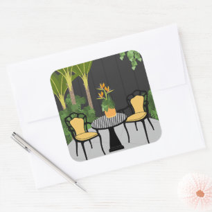 Tropical Garden Courtyard Square Sticker