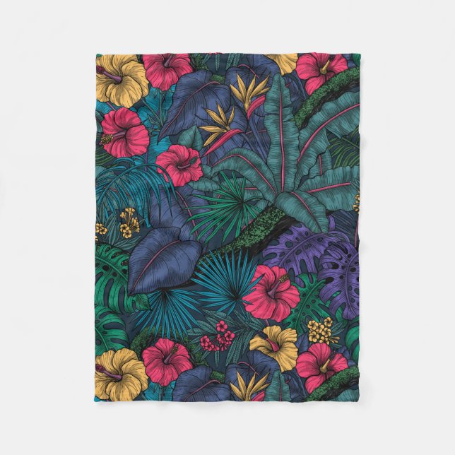 Tropical garden fleece blanket (Front)