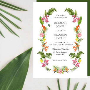 Tropical Garden Floral & Greenery wedding Invitation