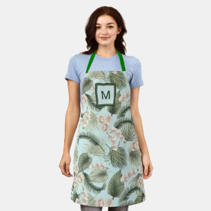 Tropical Garden Floral Orchid & Palm Pattern Apron