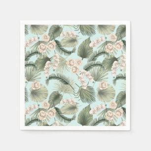 Tropical Garden Floral Orchid & Palm Pattern Napkin