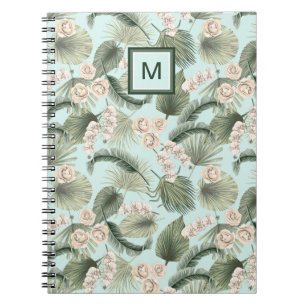 Tropical Garden Floral Orchid & Palm Pattern Notebook