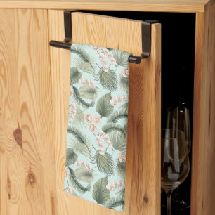 Tropical Garden Floral Orchid & Palm Pattern Tea Towel