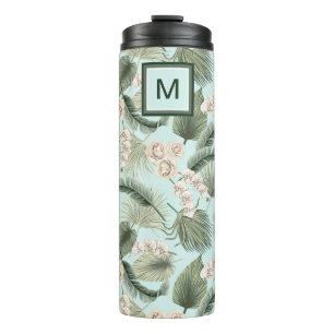 Tropical Garden Floral Orchid & Palm Pattern Thermal Tumbler