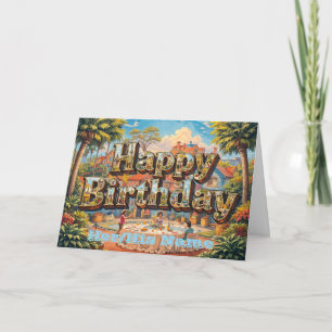 Tropical Garden Happy Birthday Card