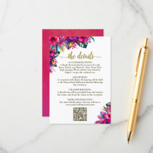 Tropical Garden Hibiscus Wedding Details QR Code Enclosure Card