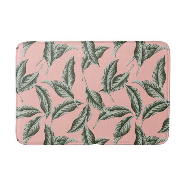 Tropical Garden Leaves Pattern Bath Mat (Front)