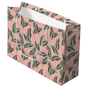 Tropical Garden Leaves Pattern Large Gift Bag