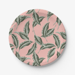 Tropical Garden Leaves Pattern Paper Plate