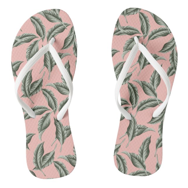 Tropical Garden Leaves Pattern Thongs (Footbed)