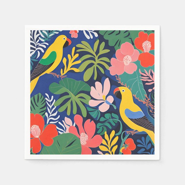 Tropical Garden Modern Expressionism Artwork Napkin (Front)