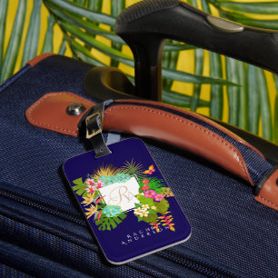 Tropical Garden Monogram  Luggage Tag