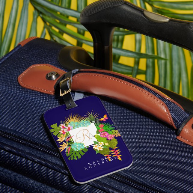 Tropical Garden Monogram  Luggage Tag (Front Insitu 1)