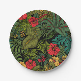 Tropical garden paper plate