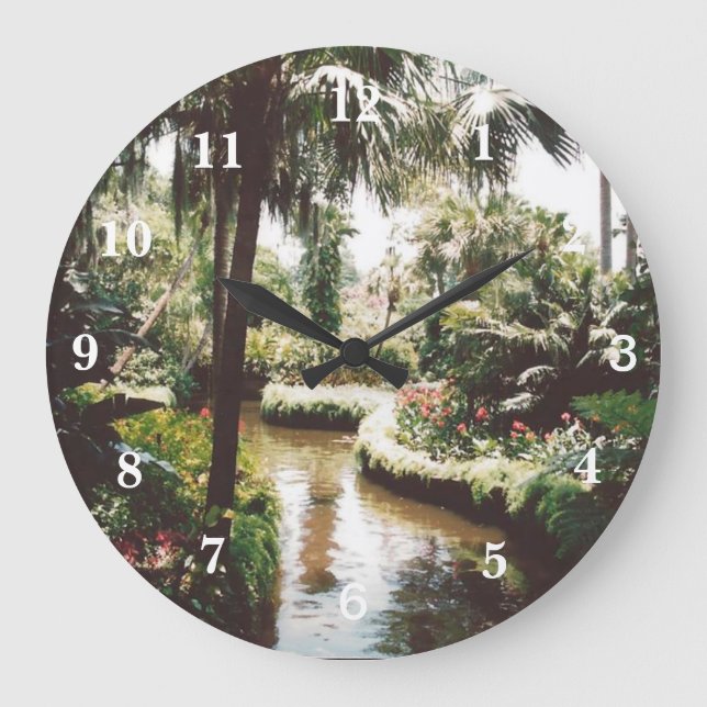 Tropical Garden Paradise Large Clock (Front)