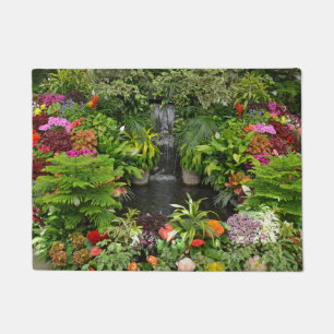 Tropical garden pond and waterfall doormat