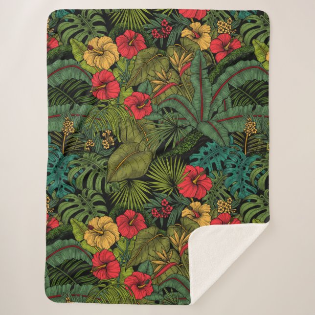 Tropical garden sherpa blanket (Front)