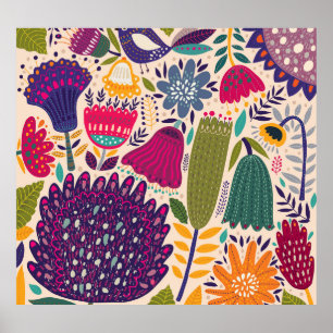 Tropical garden: spring pattern collection. poster