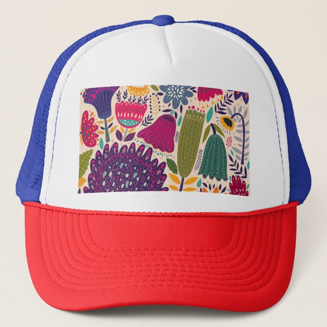 Tropical garden: spring pattern collection. trucker hat (Front)
