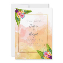 Tropical Garden Sunrise Wedding Invitation