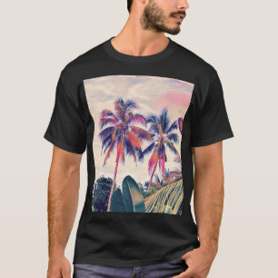 Tropical garden, sunset palm scene. T-Shirt