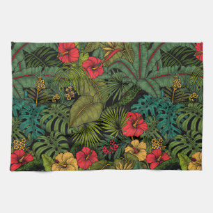 Tropical garden tea towel