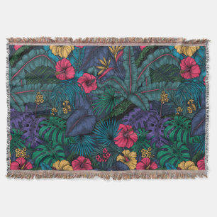 Tropical garden throw blanket