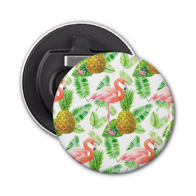 Tropical garden watercolor pattern bottle opener (Front)